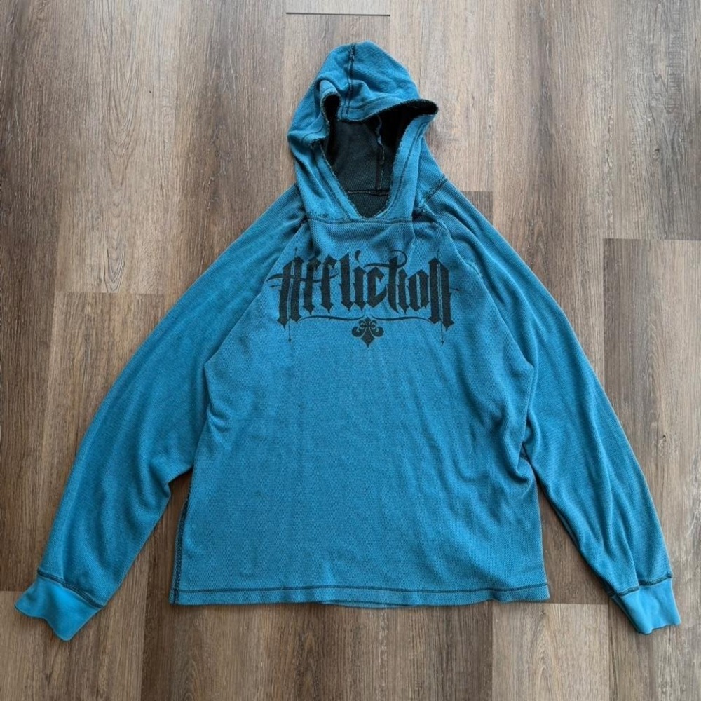Affliction Y2K Reversible Waffle Knit Hoodie (Size L)